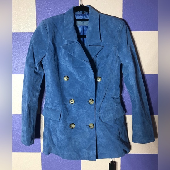 NWT Free People X Blank NYC Real Suede Blazer in Riviera Blue - Size XS - Picture 2 of 6